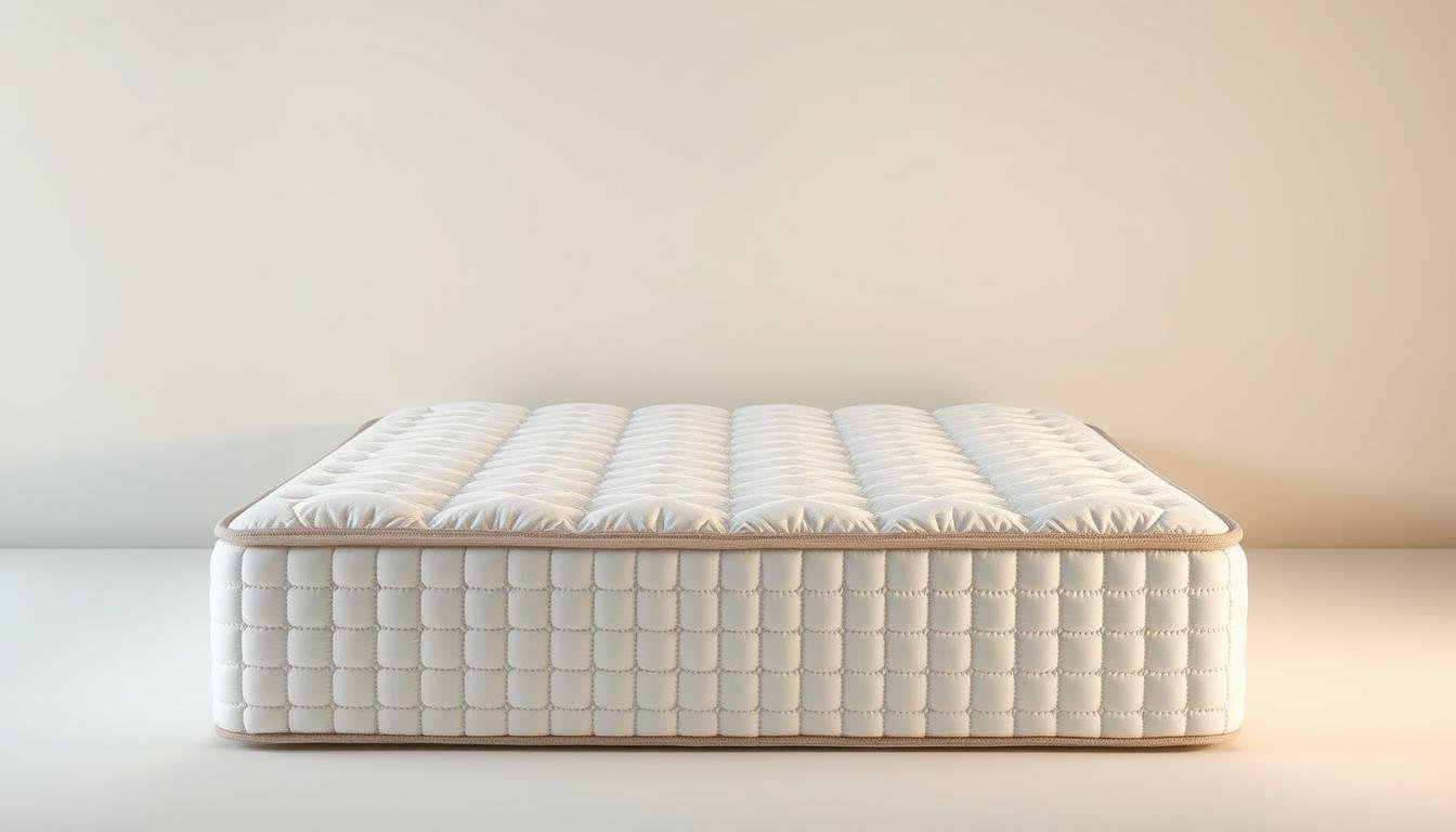 A meticulously crafted independent pocket spring mattress, showcased against a minimalist background of soft neutral tones. The mattress surface is depicted with exquisite attention to detail, highlighting the precise stitching and quilted patterns that define the StylesMaven brand. Subtle lighting accentuates the mattress's depth and contours, creating a sense of inviting comfort and quality. The overall composition conveys a sense of sophistication and refined elegance, perfectly aligned with the article's focus on selecting the ideal independent pocket spring mattress.